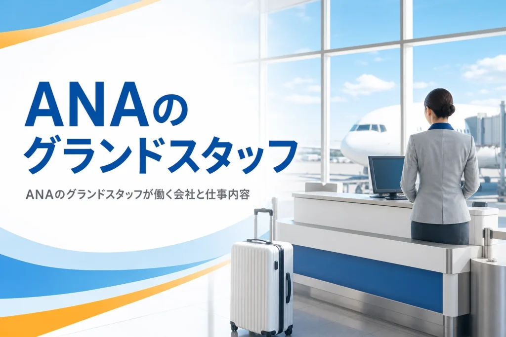 ANAのグランドスタッフが働く会社や仕事内容、雇用形態を解説する記事のアイキャッチ