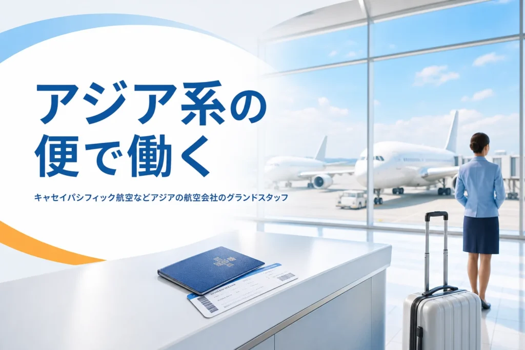 キャセイパシフィック航空・タイ国際航空・エバー航空などアジアの航空会社のグランドスタッフの働き方を解説する記事のアイキャッチ