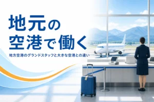 地方空港のグランドスタッフの仕事と、大きな空港との違い・求人の探し方を解説する記事のアイキャッチ