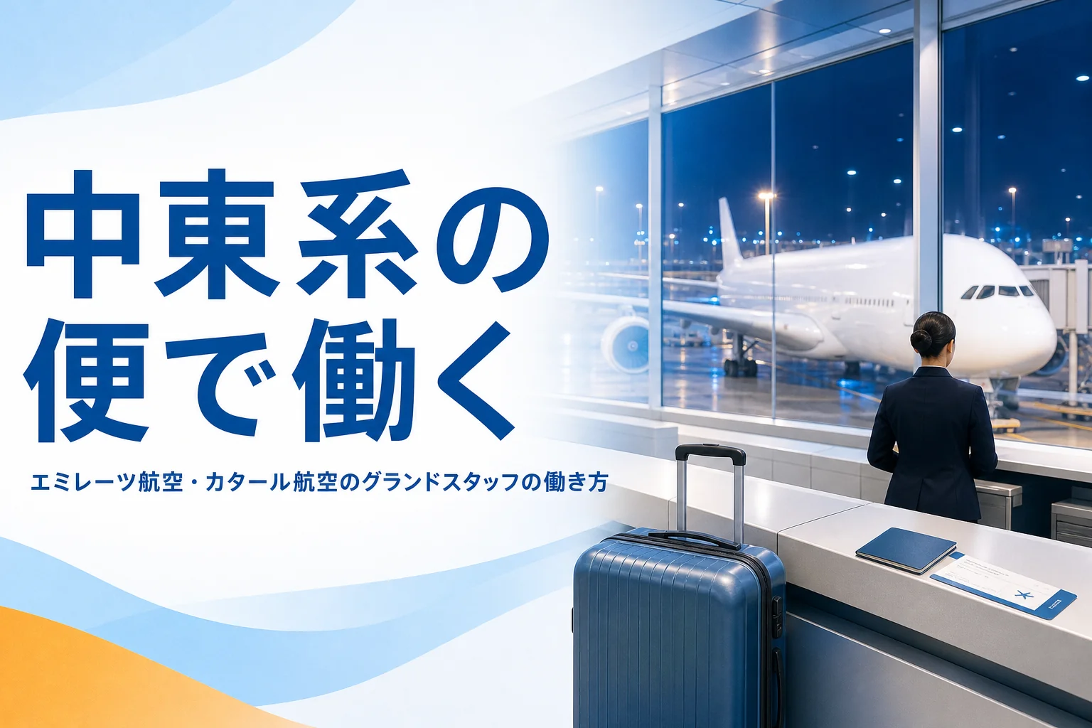 エミレーツ航空・カタール航空のグランドスタッフとして日本の空港で働く仕組みと、英語の準備を解説する記事のアイキャッチ