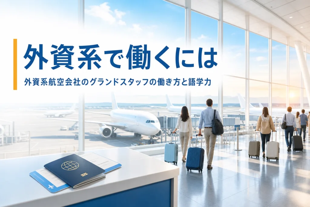 外資系航空会社のグランドスタッフの働き方と求められる語学力を解説する記事のアイキャッチ