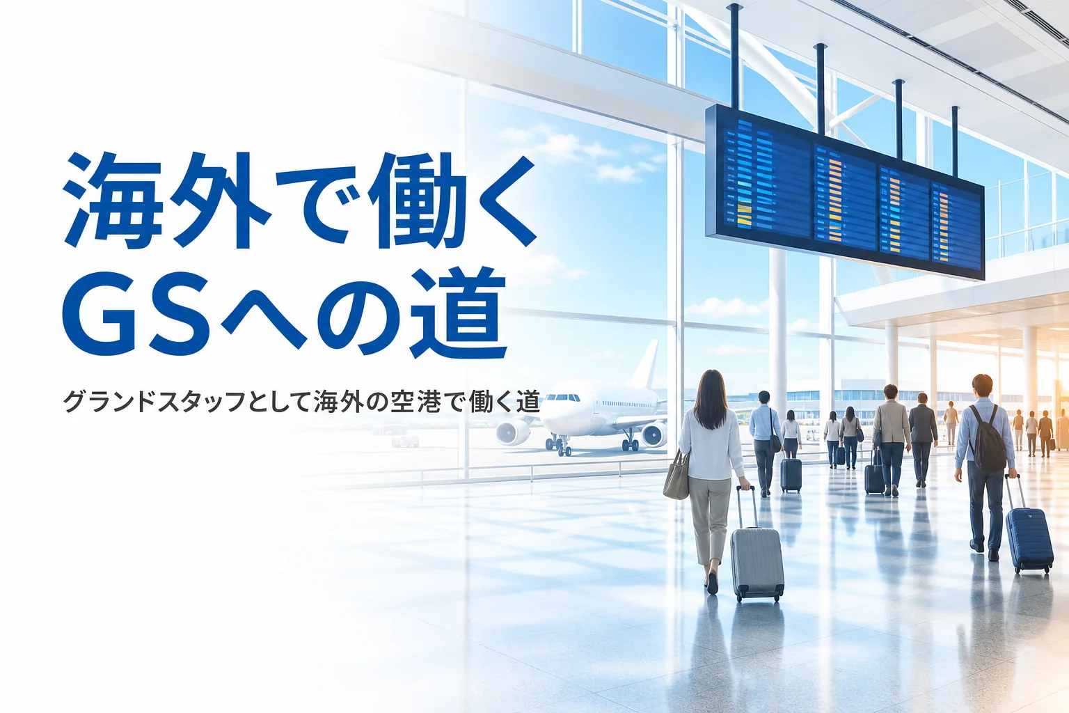 グランドスタッフとして海外の空港で働く道を解説する記事のアイキャッチ