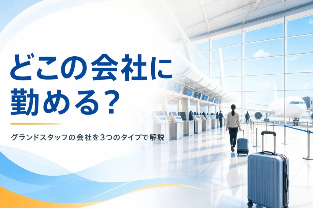 グランドスタッフが勤める会社を、航空会社と委託会社の違いから解説する記事のアイキャッチ