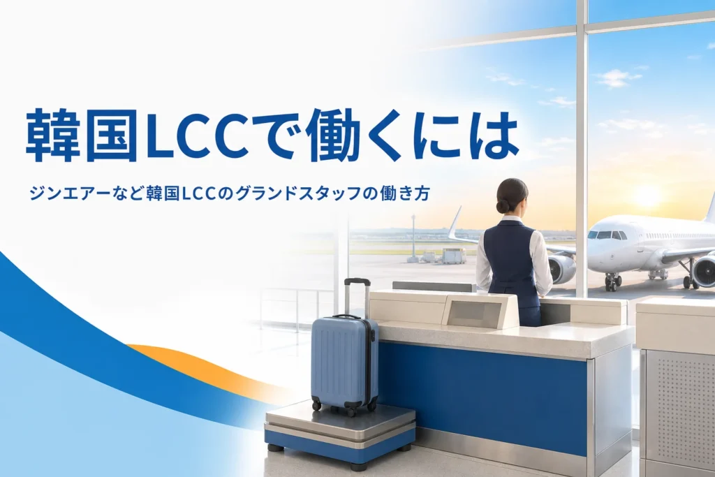 ジンエアー・エアプサン・エアソウルなど韓国LCCのグランドスタッフの働き方と、働く会社の探し方を解説する記事のアイキャッチ