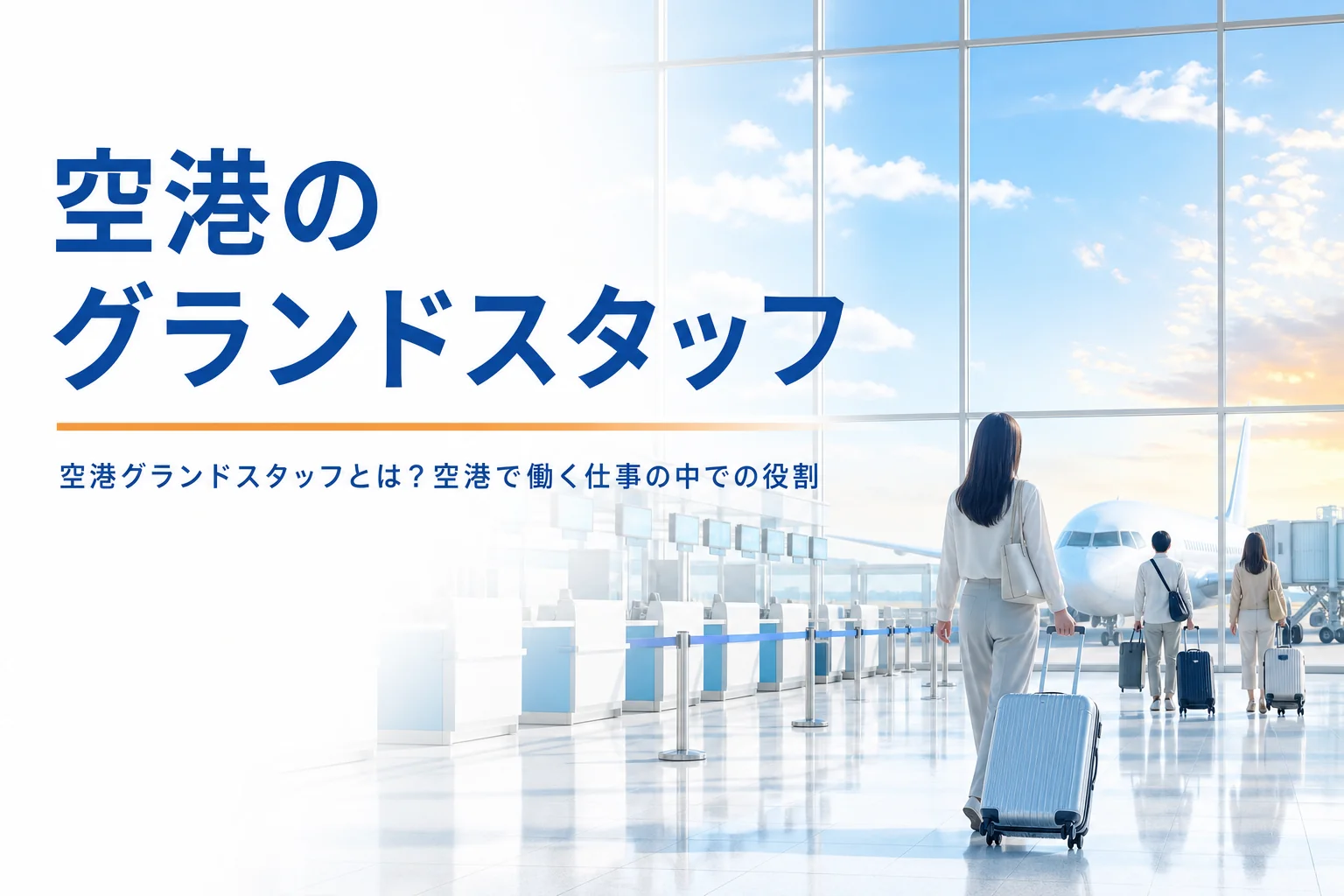 空港のグランドスタッフが、空港で働く仕事の中でどんな役割を持つかを解説する記事のアイキャッチ