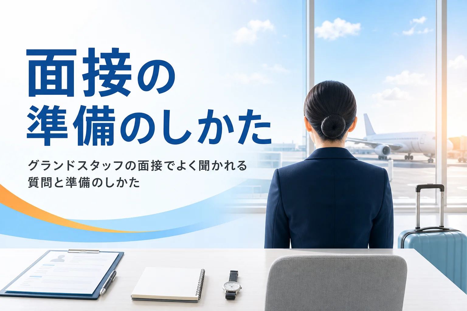 グランドスタッフの面接でよく聞かれる質問と準備のしかたを解説する記事のアイキャッチ