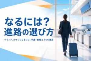 グランドスタッフになるには、どんな学歴・資格が必要で、どの進路を選べばよいかを解説する記事のアイキャッチ