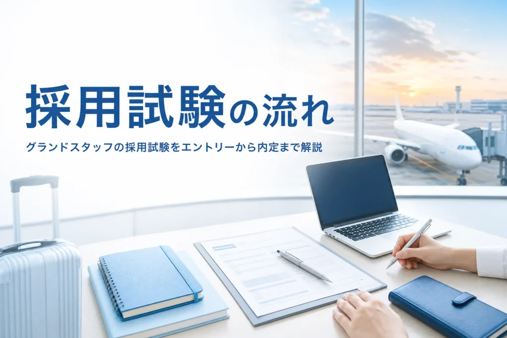 グランドスタッフの採用試験の流れをエントリーから内定まで解説する記事のアイキャッチ