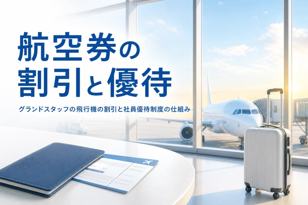 グランドスタッフの飛行機の割引と社員優待搭乗制度の仕組みを紹介する記事のアイキャッチ